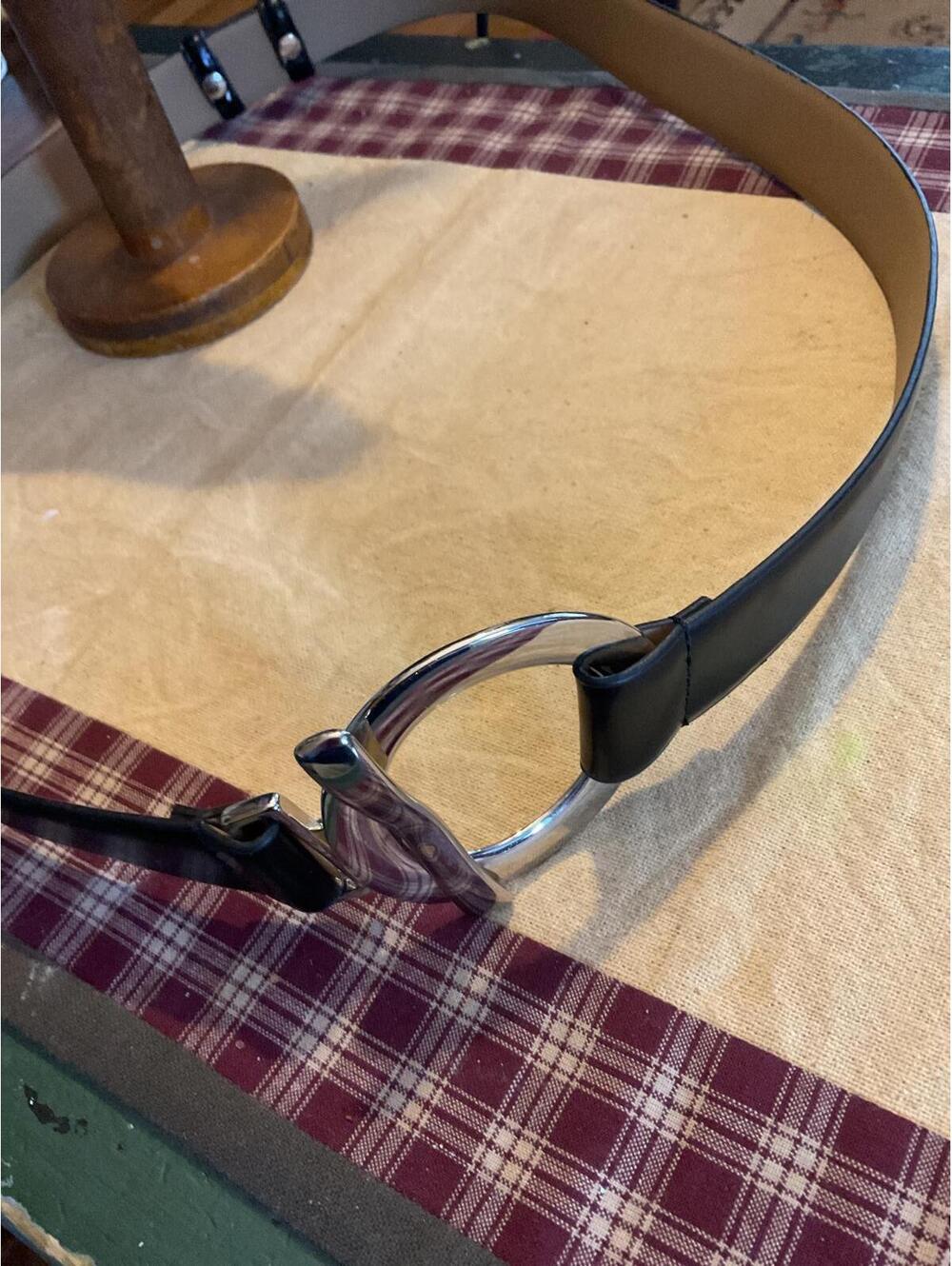 Black Man made Leather Belt with Unique Silver Buckle 39”